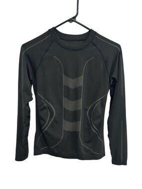 Large Womens Black Compression Shirt Reflective Bamboo Carbon Gymcore Techwear